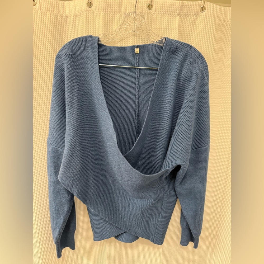 Blue V-Neck Women Sweater